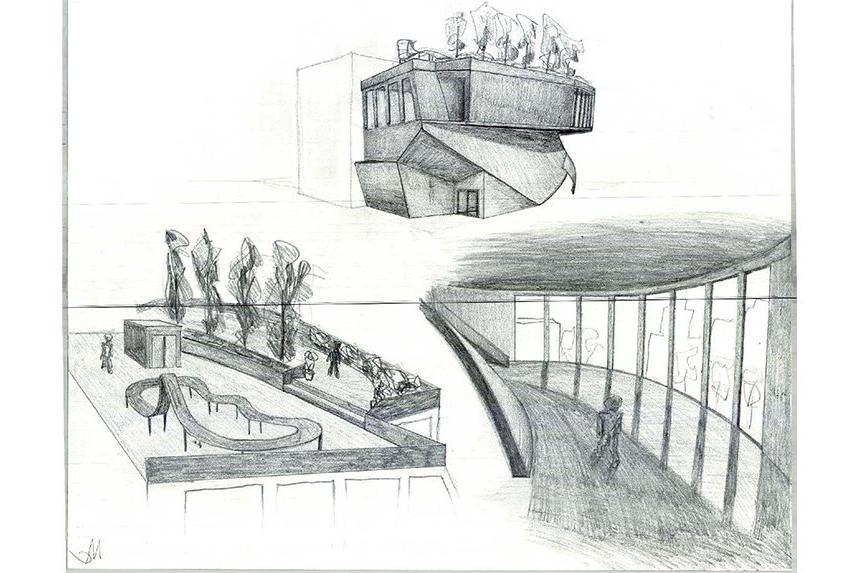 Summer Academy Student building sketch